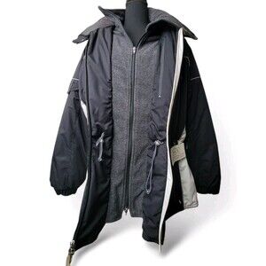 Nils Ski Jacket Plus Size 16 Women's Black Fleece Lined Zip Front Skiwear NWT